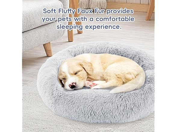 FluffyDream 24" Donut Dog Bed, Grey