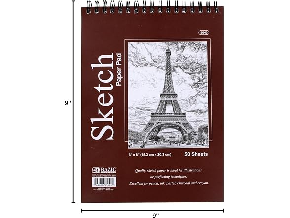 BAZIC Products Spiral Sketch Pad, Top