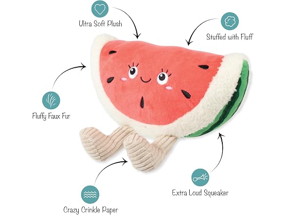 Fringe Studio Seed the Day! Plush Dog Toy, Watermelon