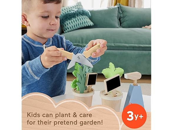 Fisher-Price Wood Play Toy Herb Garden & Tools Set