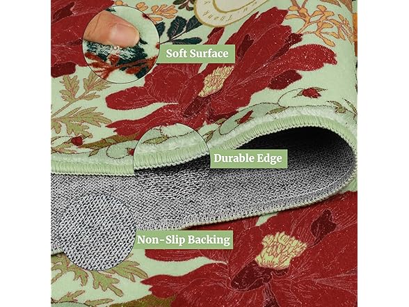 ROTTOGOON W0766 Floral Hallway Runner Rug 2'x6' Green