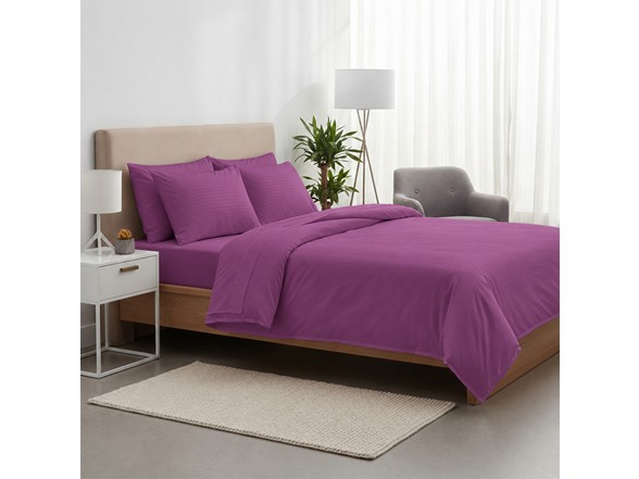 4-Piece Dobby 100% Polyester Stripe Bed Sheet Set