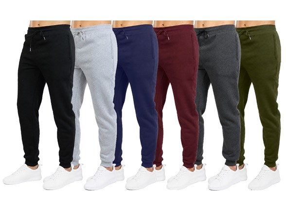 6Pk Mens Fleece Joggers w-Zip Pockets