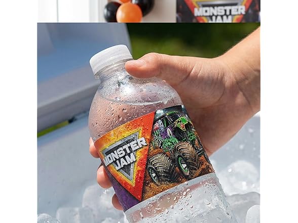 Monster Jam Water Bottle Labels 16ct