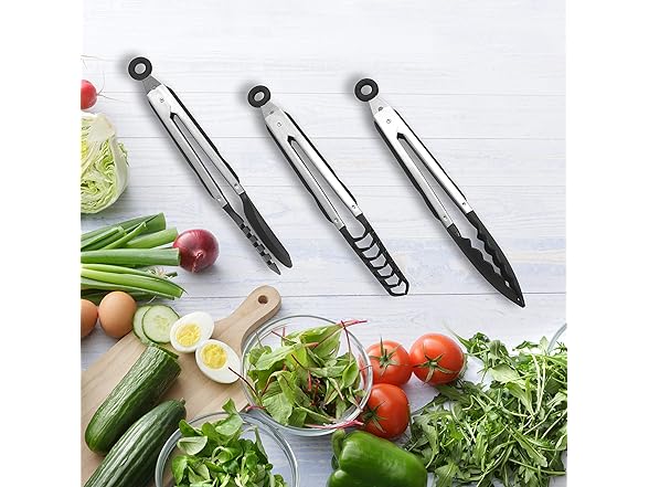 Farberware Classic Nylon Tipped Tongs, 3Pc, Black