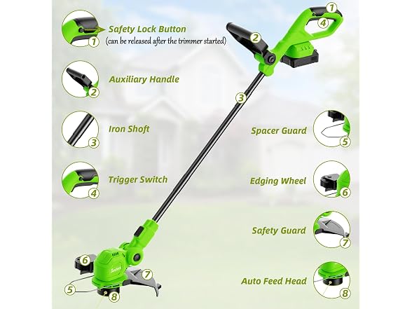 SUNCHERS 12-inch 20V Cordless Weed Wacker
