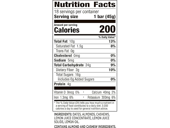 18CT Larabar Lemon Bar Fruit and Nut Bars 28.8 oz.