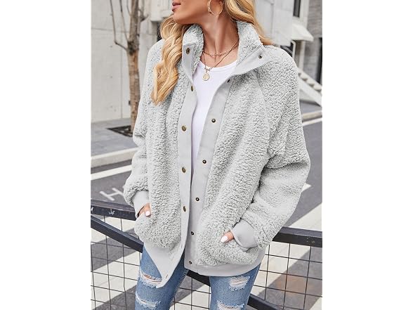 Tecrew Women (S) Winter Sherpa Fleece Button Coat