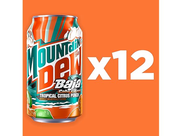 12PK Mountain Dew, Baja Cabo Citrus12 Fl Oz Cans