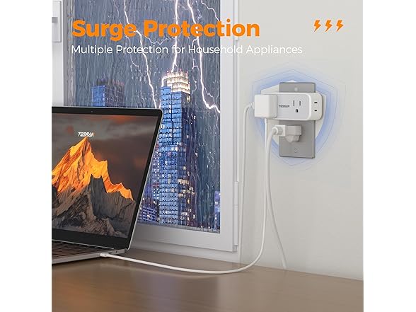 TESSAN Outlet Splitter (4 Outlets, 2 USB-A, 1 USB-C)