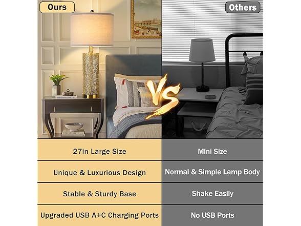 TOBUSA 27" Gold Vintage Table Lamps Set of 2