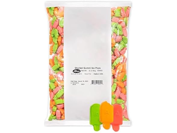 Albanese World's Best Gummies, Sherbet Gummi Ice Pops, 5lbs
