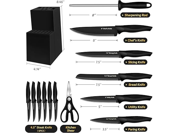 XANAPON 14 Pieces Kitchen Knife Set