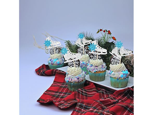 Gyufise 24Pcs Ice Skating Cupcake Topper