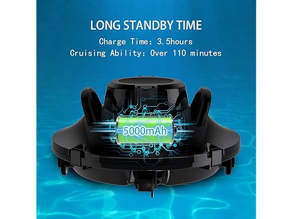 Alescu BLACK-JQR Cordless Robotic Pool Vacuum Black