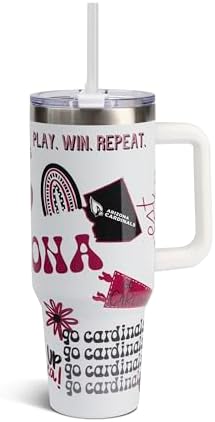 The Memory Company Official Licensed 40oz Team Spirit Stainless Steel Tumbler - Vacuum-Insulated Double-Wall Travel Cup With Handle and Straw Lid