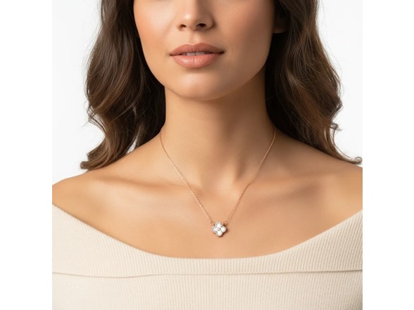 Clover CZ Halo Pendant - Mother of Pearl