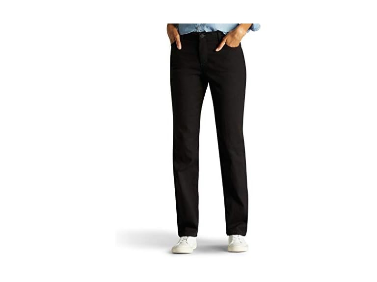 Lee Women's Missy Instantly Slims Classic Relaxed Fit Monroe Straight Leg Jean, Black, 10
