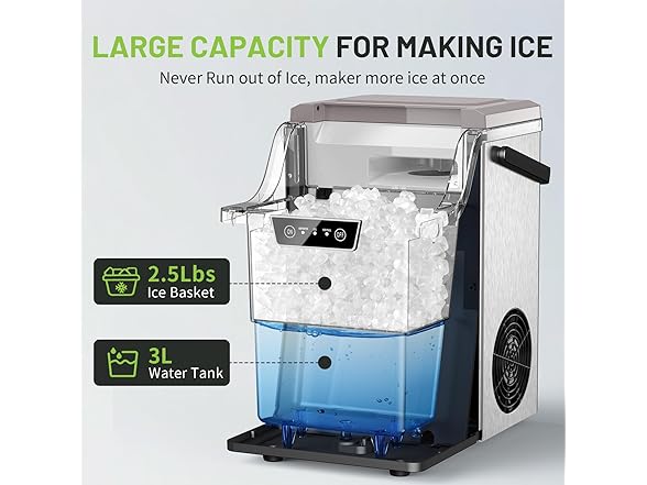 Nugget Countertop Ice Maker with Soft Chewable Ice 40Lbs