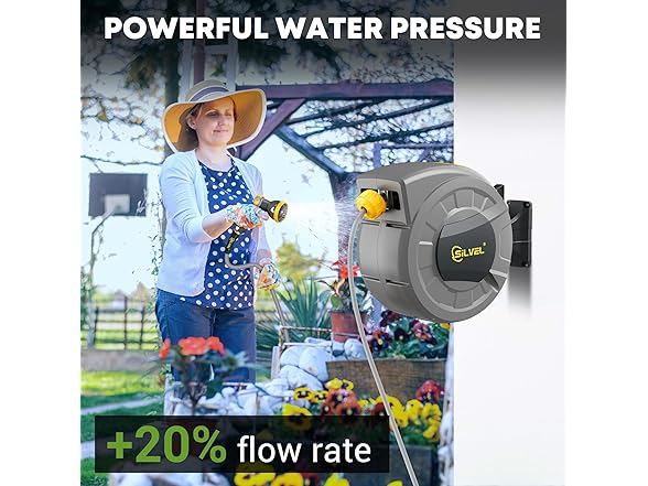 SILVEL 1/2 in x 110 FT Retractable Garden Hose Reel