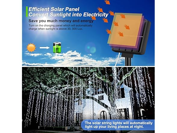 Brightever Solar String Lights Waterproof 288FT, 4-Pack