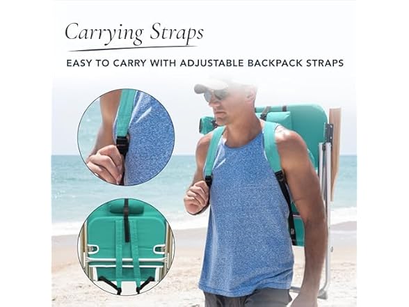 CARIBBEAN JOE Beach Chair, 4 Position (Teal)