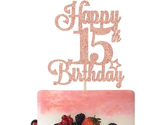 Bytorjar Happy 15th Birthday Cake Topper