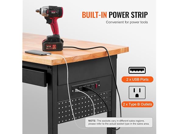 60-inch Adjustable Workbench, 1500 lbs Load
