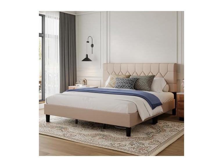 Avenco King Size Bed Frame with 3-Height Adjustable Headboard