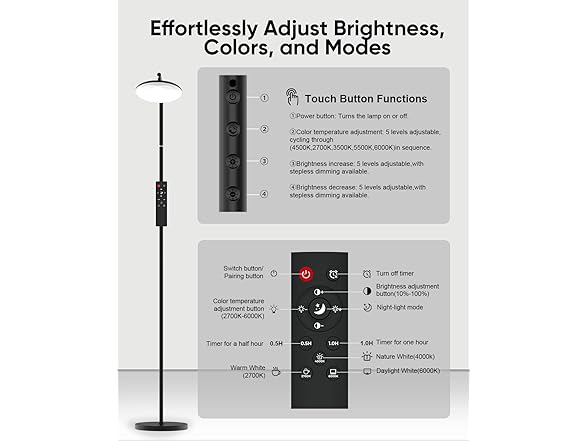 RUNBARRY LED Floor Lamp with Remote