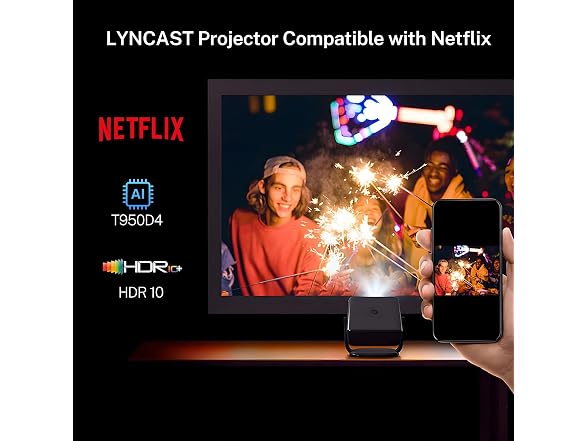 LYNCAST X6 Netflix Black Smart Projector