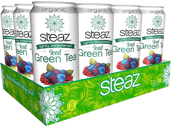 12PK Steaz Organic Lightly Sweetened Iced Green Tea