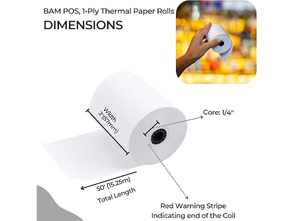 BAM POS Thermal Paper 2 1/4 x 50'