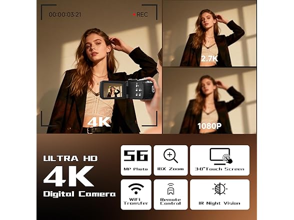 SMARTKLIK Black 4K Camcorder