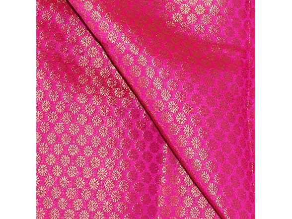 CraftyArt Dark Pink Brocade Art Silk Fabric