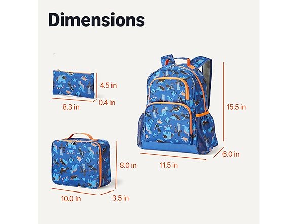 Amazon Essentials Kids School Backpack Set Blue Navy - 3 Piece Set