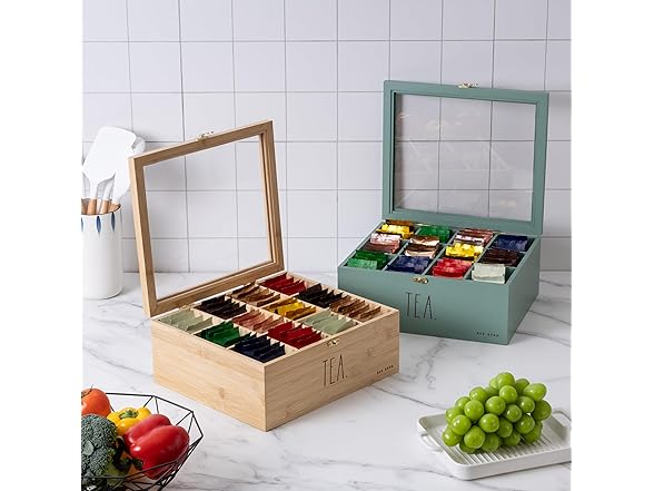 Rae Dunn Tea Bag Organizer Bamboo