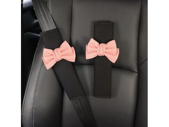 Seat Belt Covers 4Pcs Pink Bow Cute