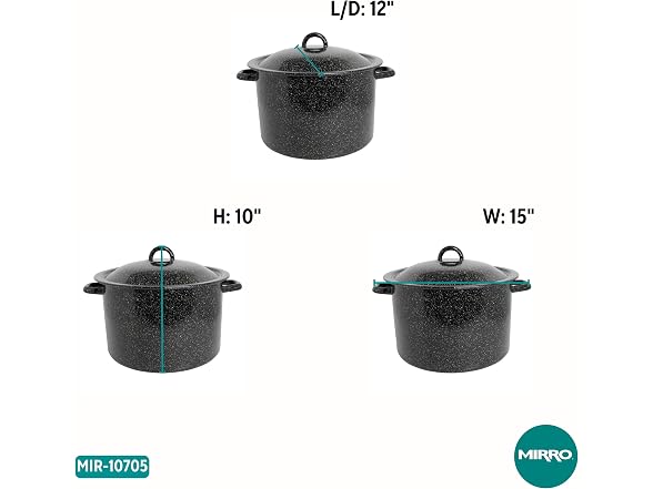 MIRRO 12.0qt Enamel Stock Pot, Black