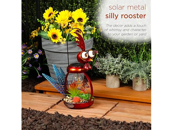 Alpine Corp Solar Rooster LED16in Red