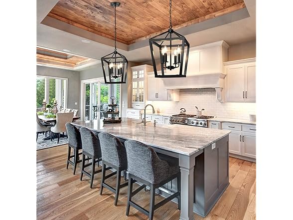 BrightHome Farmhouse Chandelier 4-Light, Black, 19.5"