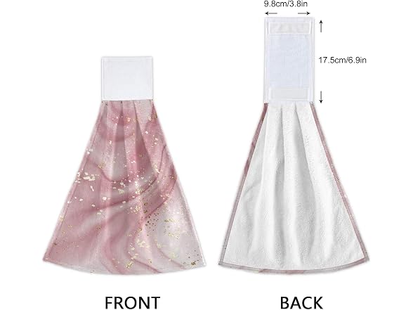 Hand Towel Pink Marble Golden Hanging Tie Towels - 2PK