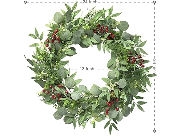Softflame Artificial Eucalyptus Wreath, 24"