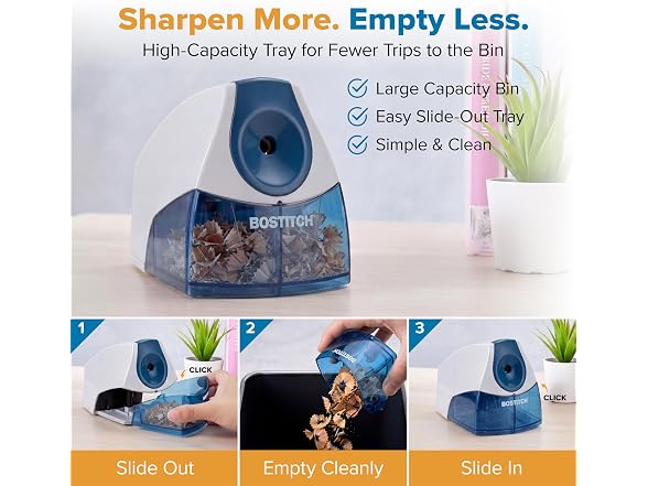 Bostitch Electric Pencil Sharpener, Stall Free, Blue