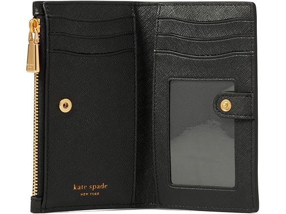 kate spade new york Morgan Bow Embellished Saffiano Leather Small Slim Bifold Wallet