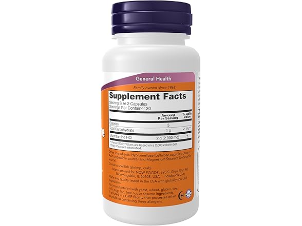 60CT NOW Foods Supplements, Glucosamine '1000'