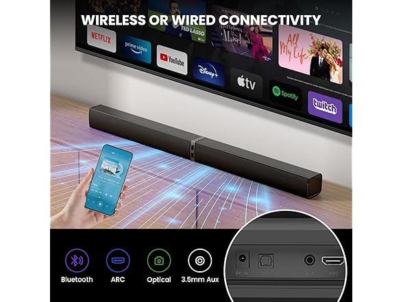 MZEIBO Detachable Sound Bar for TV