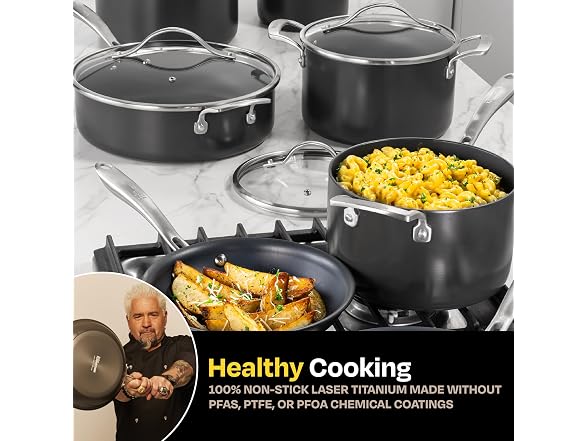 Guy Fieri's Flavortown Laser Titanium 12-Piece Cookware Set