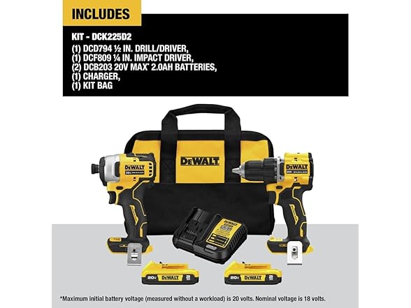 DEWALT DCK225D2 Brushless 2 Tool Combo Kit