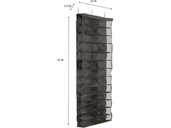 Simplify 26 Pocket Over Door Shoe Caddy in Grey